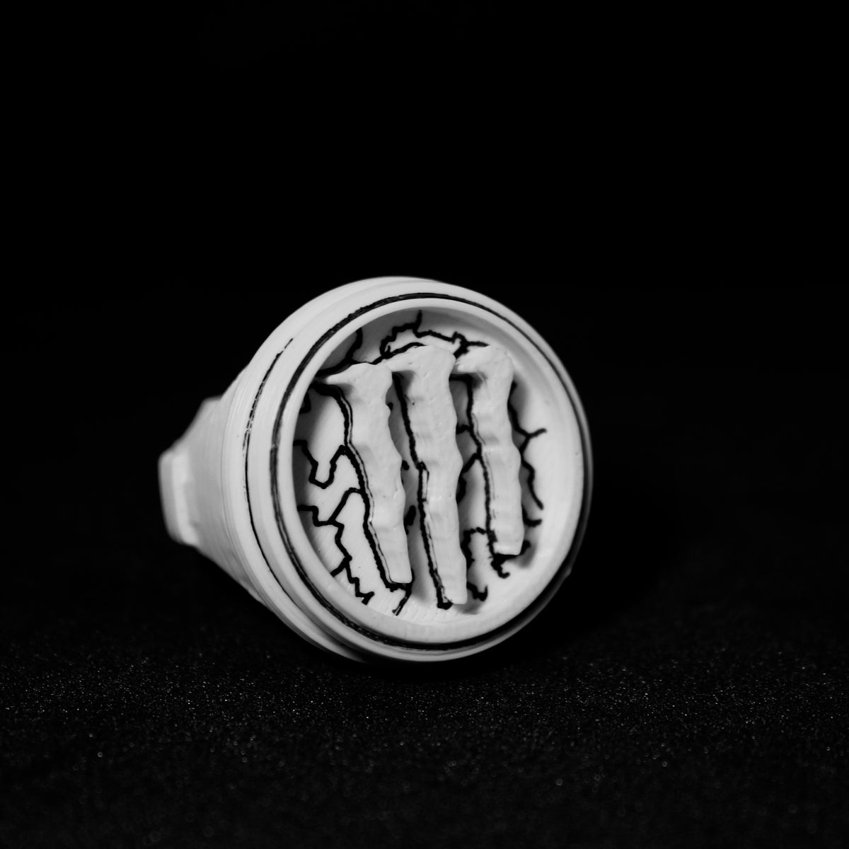 White Monster Energy Ring LIGHTNING Design, Custom Made By Scott North ...